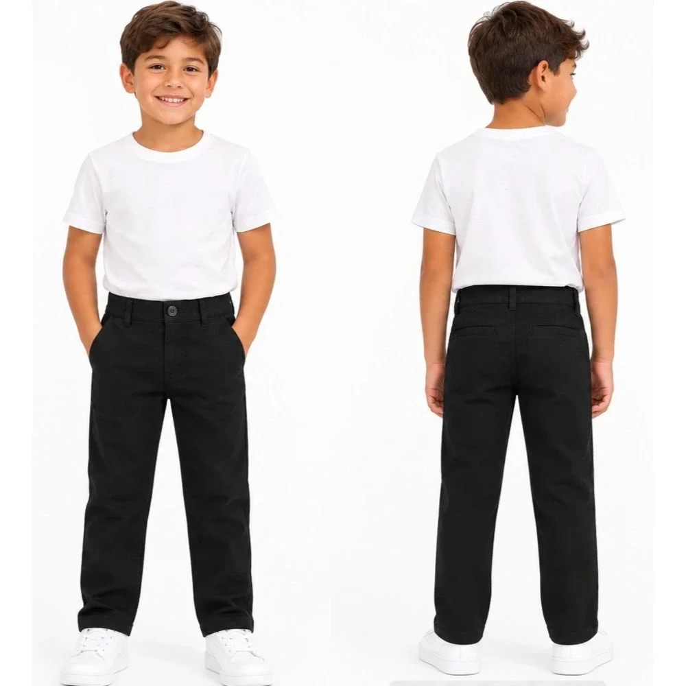 The Children's Place Boys Uniform Chino Pants Size 5 Black Stretch Skinny Fit